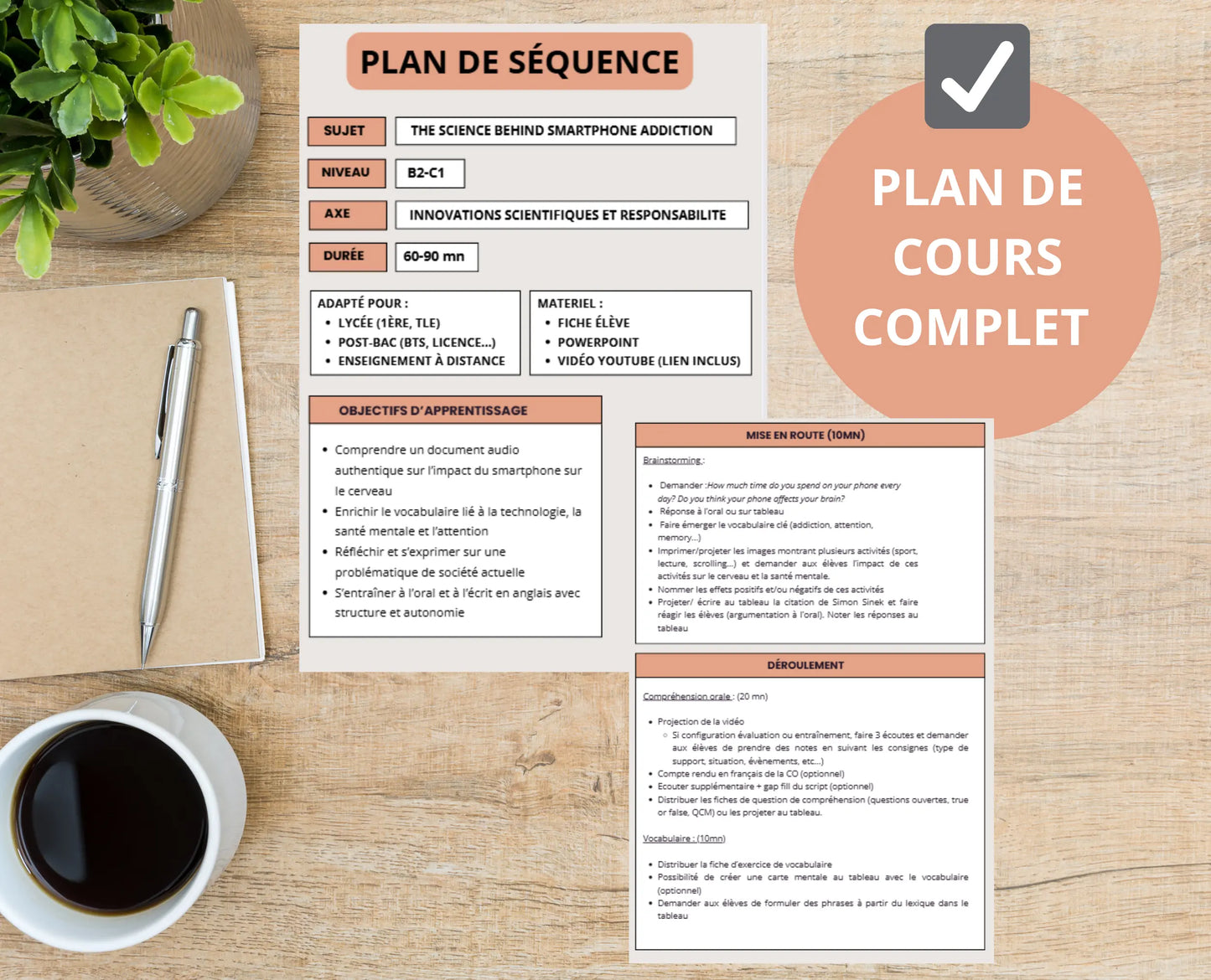 Pack enseignant - Smartphone & addiction + Plan de cours complet + Powerpoint (niveau B2) CO Anglais