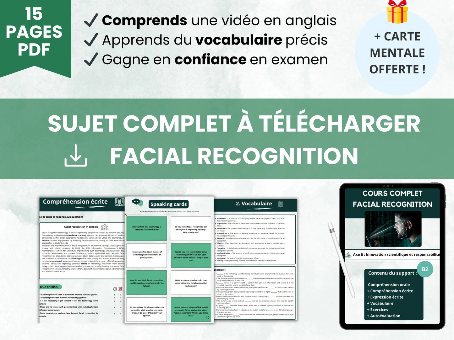 Sujet anglais bac et examens - Facial Recognition – Compréhension orale & expression (niveau B2) CO Anglais
exercice d'anglais pour le bac