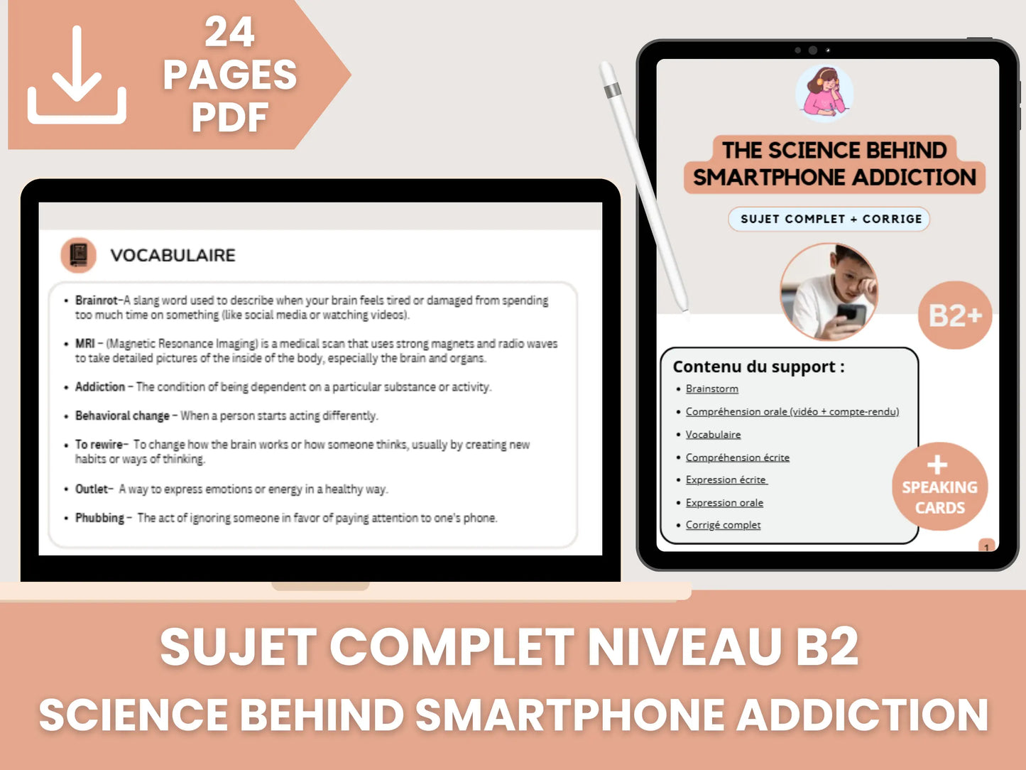 Sujet anglais corrigé - Compréhension orale & expression - The science behind smartphone addiction (B2) CO Anglais