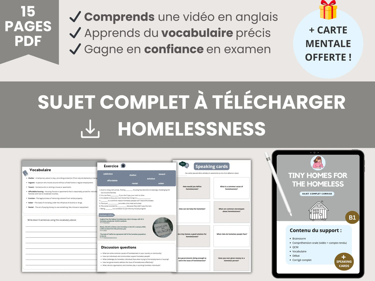 Support complet corrigé anglais - Tiny homes for the homeless (niveau B1) CO Anglais