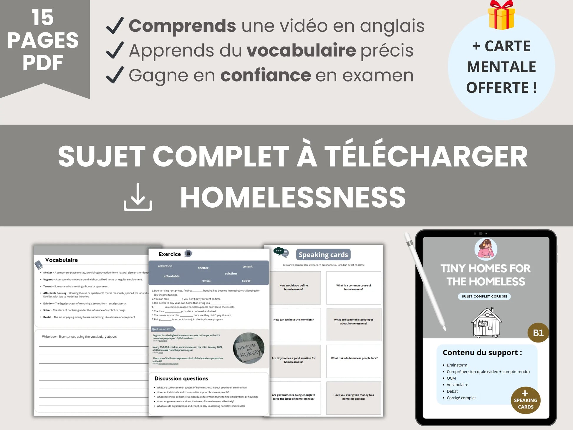 Support complet corrigé anglais - Tiny homes for the homeless (niveau B1) CO Anglais